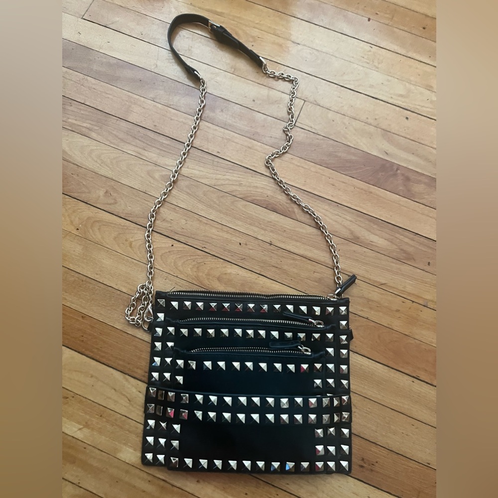 Black studded gold purse